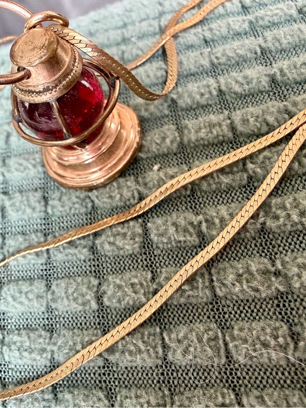 Gold Plated Red Glass Lantern Pendant Necklace - Women Accessories